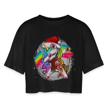 Dabbing Christmas Unicorn Einhorn Weihnachten - T-shirt court oversize Femme - noir - Devant - AI Model Female 172 light (172cm)