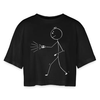 Stick figure avec lampe de poche - T-shirt court oversize Femme - noir - Devant - AI Model Female 172 light (172cm)