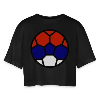  Drapeau Serbie Coupe du monde - T-shirt court oversize Femme - noir - Devant - AI Model Female 172 light (172cm)