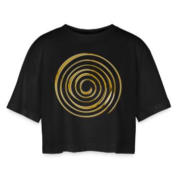 Spiral 3D GOLD - Women’s Oversized Cropped T-Shirt - black - Front - AI Model Female 172 light (172cm)