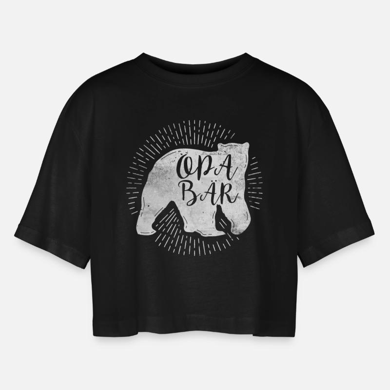 Bedstefar bjørn gave bedstefar skjorte bedstefar - Oversize cropped T-shirt til damer - sort