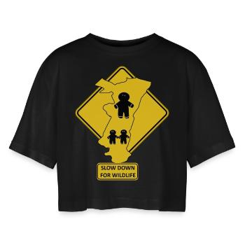 Alsace Slow Down Wildlife - Women’s Oversized Cropped T-Shirt - black - Front - AI Model Female 172 light (172cm)