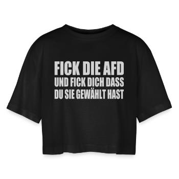 Fck afd - fick die afd - Frauen Oversized Cropped T-Shirt - Schwarz - Vorne - AI Model Female 172 light (172cm)