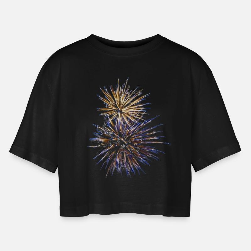 Fireworks II - Women’s Oversized Cropped T-Shirt - black