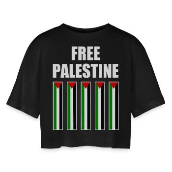 Free palestine - Women’s Oversized Cropped T-Shirt - black - Front - AI Model Female 172 light (172cm)