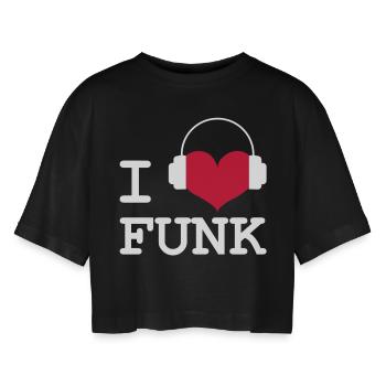 I Love Funk! - Vrouwen oversized cropped T-shirt - zwart - Voor - AI Model Female 172 light (172cm)