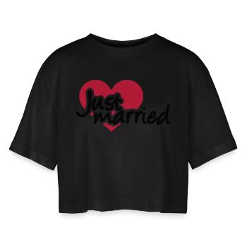 Just married - T-shirt court oversize Femme - noir - Devant - AI Model Female 172 light (172cm)
