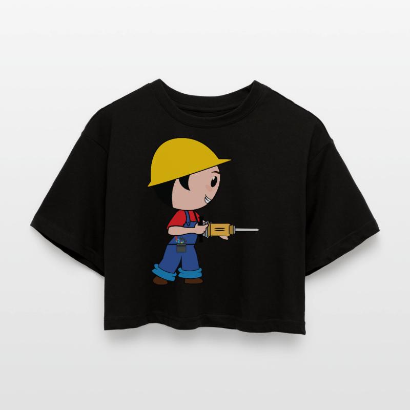 construction worker construction worker road construction tierfb Women’s Oversized Cropped T-Shirt