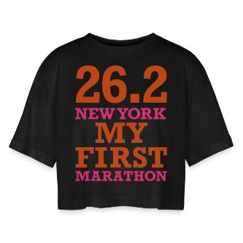 ny_262_miles - Women’s Oversized Cropped T-Shirt - black - Front - AI Model Female 172 light (172cm)