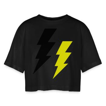 lightning thunder - Women’s Oversized Cropped T-Shirt - black - Front - AI Model Female 172 light (172cm)