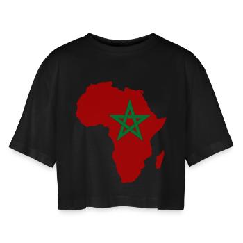 Pavillon du Maroc Afrique - T-shirt court oversize Femme - noir - Devant - AI Model Female 172 light (172cm)