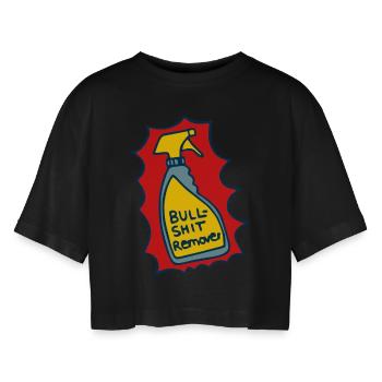 Cleaner, Bullshit Remover - Women’s Oversized Cropped T-Shirt - black - Front - AI Model Female 172 light (172cm)