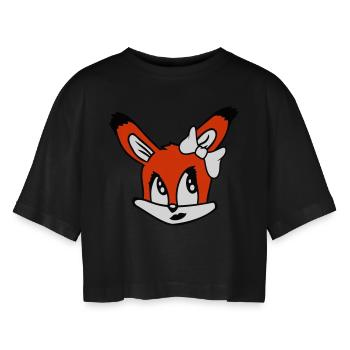 renard femelle fille jolie arc femme belle - T-shirt court oversize Femme - noir - Devant - AI Model Female 172 light (172cm)