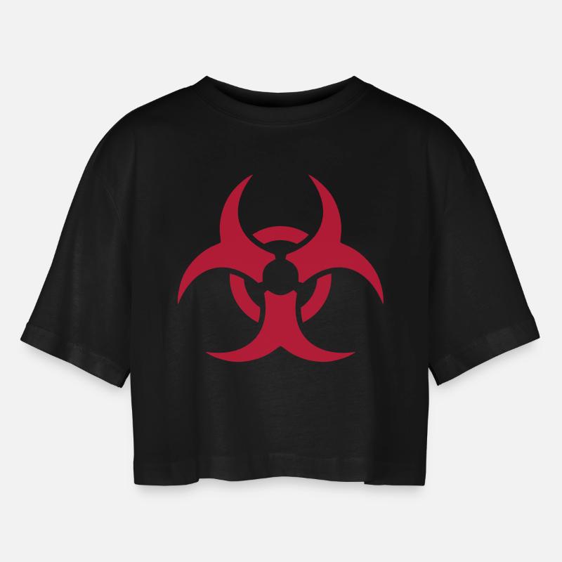 Biohazard__V017 - Women’s Oversized Cropped T-Shirt - black
