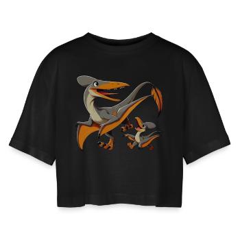 Ptéranodon mère et enfant - T-shirt court oversize Femme - noir - Devant - AI Model Female 172 light (172cm)