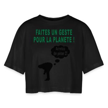 humour écolo - T-shirt court oversize Femme - noir - Devant - AI Model Female 172 light (172cm)