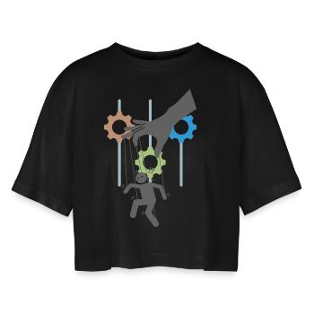 Puppet - Women’s Oversized Cropped T-Shirt - black - Front - AI Model Female 172 light (172cm)