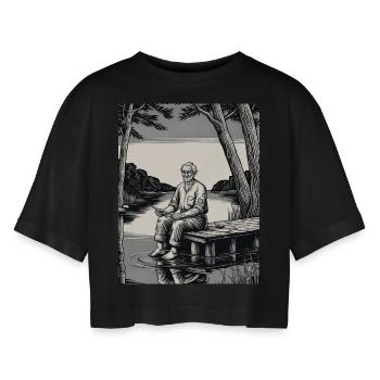 Tattoo Art Artist Gift - Women’s Oversized Cropped T-Shirt - black - Front - AI Model Female 172 light (172cm)