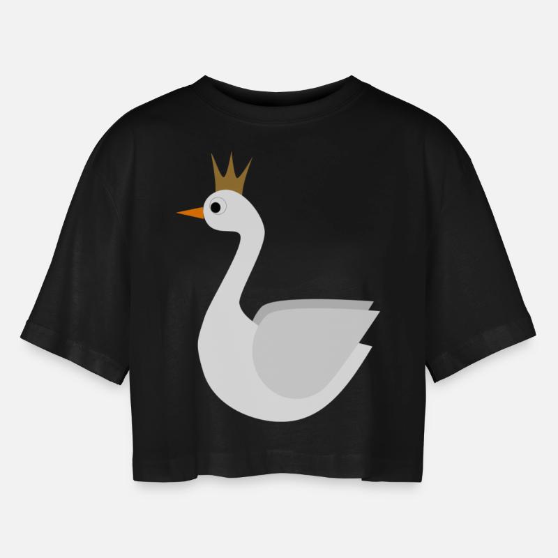 svane - Oversize cropped T-shirt til damer - sort