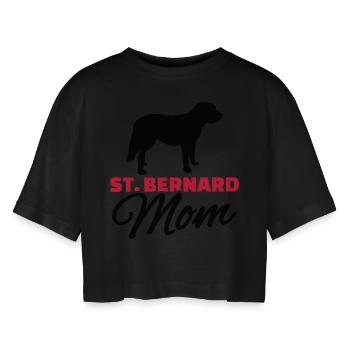 St. Bernard Mom - Women’s Oversized Cropped T-Shirt - black - Front - AI Model Female 172 light (172cm)