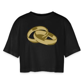 Alliances, bagues, de mariage, mariés - T-shirt court oversize Femme - noir - Devant - AI Model Female 172 light (172cm)
