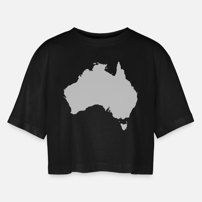 Australia Map - Frauen Oversized Cropped T-Shirt - Schwarz