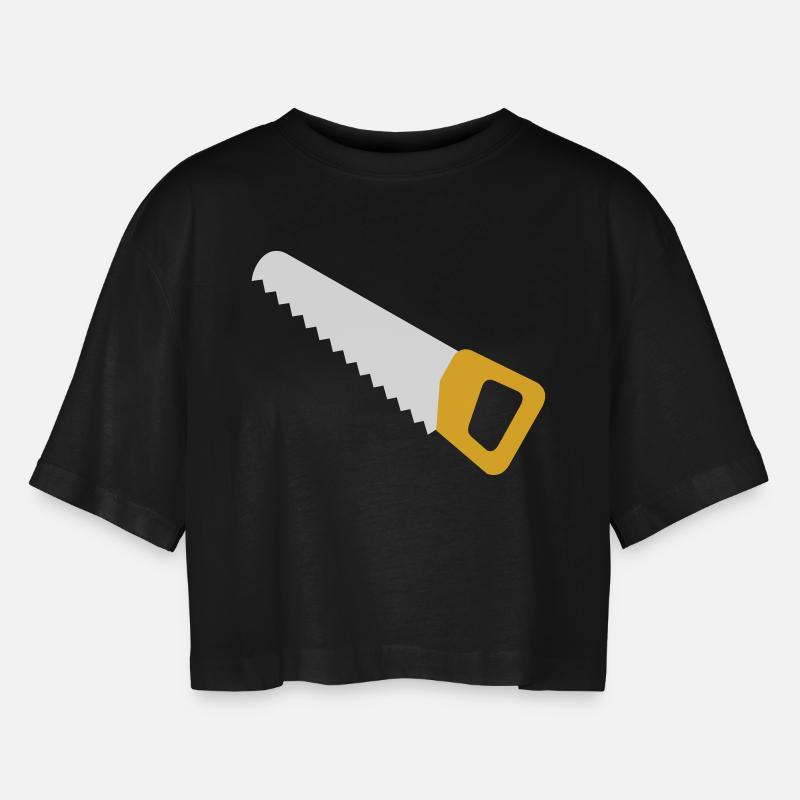 Saw - Women’s Oversized Cropped T-Shirt - black