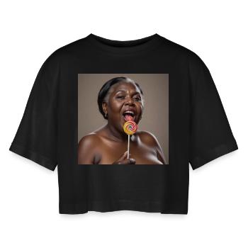 Black Friday - Frauen Oversized Cropped T-Shirt - Schwarz - Vorne - AI Model Female 172 light (172cm)
