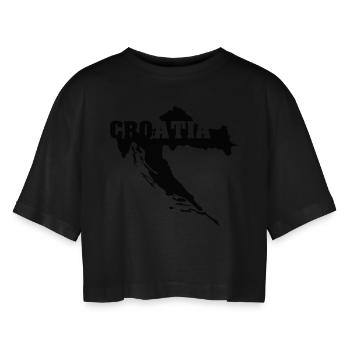 Croatie (ID: 002004) - T-shirt court oversize Femme - noir - Devant - AI Model Female 172 light (172cm)