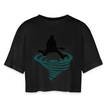 Rocker emblem - Women’s Oversized Cropped T-Shirt - black - Front - AI Model Female 172 light (172cm)