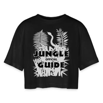 jungleguide wite - Women’s Oversized Cropped T-Shirt - black - Front - AI Model Female 172 light (172cm)