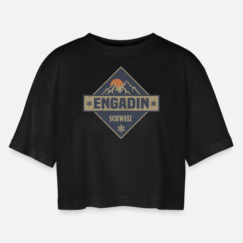 Engadin - Women’s Oversized Cropped T-Shirt - black