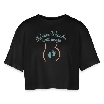 Petit miracle en route – Douce grossesse d - T-shirt court oversize Femme - noir - Devant - AI Model Female 172 light (172cm)