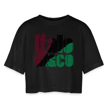 Italo Disco - T-shirt court oversize Femme - noir - Devant - AI Model Female 172 light (172cm)
