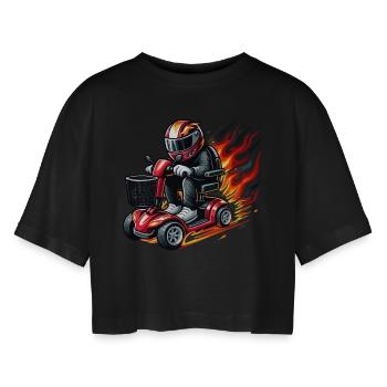 Race mobility scooter - Women’s Oversized Cropped T-Shirt - black - Front - AI Model Female 172 light (172cm)