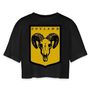Gotland - Frauen Oversized Cropped T-Shirt - Schwarz - Vorne - AI Model Female 172 light (172cm)