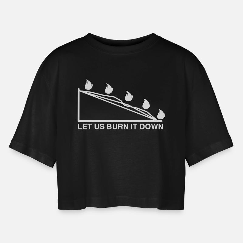 BURN DOWN CHART - Women’s Oversized Cropped T-Shirt - black