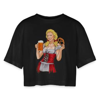 Wiesen Madl - Frauen Oversized Cropped T-Shirt - Schwarz - Vorne - AI Model Female 172 light (172cm)
