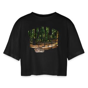 Forest 20 Amour de la forêt avec hérisson - T-shirt court oversize Femme - noir - Devant - AI Model Female 172 light (172cm)