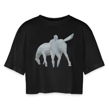 Peerd Ome Loeks - Frauen Oversized Cropped T-Shirt - Schwarz - Vorne - AI Model Female 172 light (172cm)