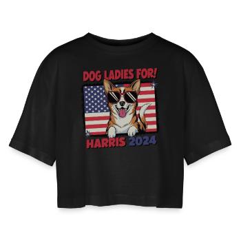 Chien Dames Pour Kamala Harris 2024 États-Unis Amérique - T-shirt court oversize Femme - noir - Devant - AI Model Female 172 light (172cm)