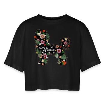 Chien maltais - T-shirt court oversize Femme - noir - Devant - AI Model Female 172 light (172cm)