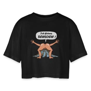 Das kleine Arschloch - Design - Frauen Oversized Cropped T-Shirt - Schwarz - Vorne - AI Model Female 172 light (172cm)