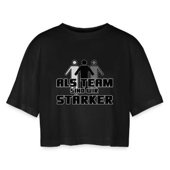 Team Spruch Kollegen Sport Deutschland - Frauen Oversized Cropped T-Shirt - Schwarz - Vorne - AI Model Female 172 light (172cm)