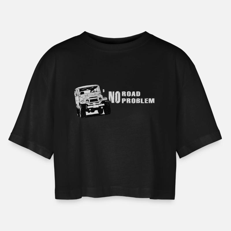 Landcruiser BJ40 No Road No Problem - Women’s Oversized Cropped T-Shirt - black
