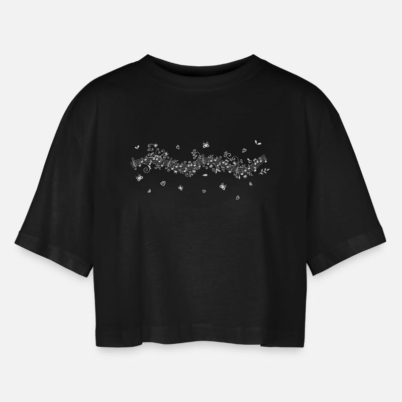 Musical notes - Women’s Oversized Cropped T-Shirt - black