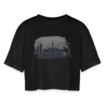 Horizon de Vienne, Aquarelle, Silhouette - T-shirt court oversize Femme - noir - Devant - AI Model Female 172 light (172cm)