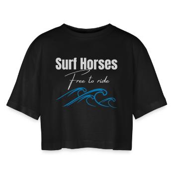 Chevaux de surf gratuits pour chevaucher les vagues - T-shirt court oversize Femme - noir - Devant - AI Model Female 172 light (172cm)
