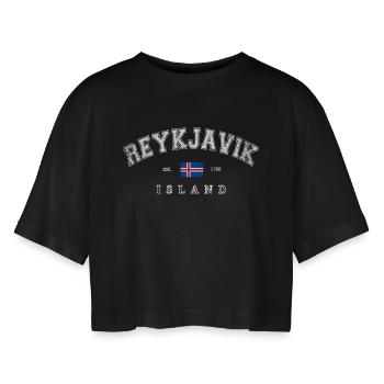 Île de Reykjavik - T-shirt court oversize Femme - noir - Devant - AI Model Female 172 light (172cm)
