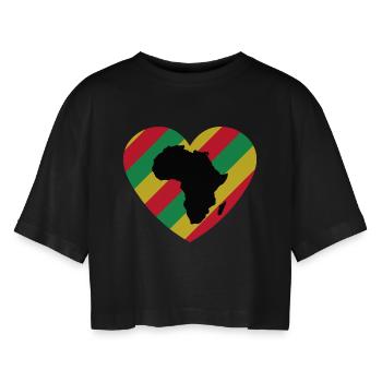 T-shirt Black History Month Africa Heart - Women’s Oversized Cropped T-Shirt - black - Front - AI Model Female 172 light (172cm)